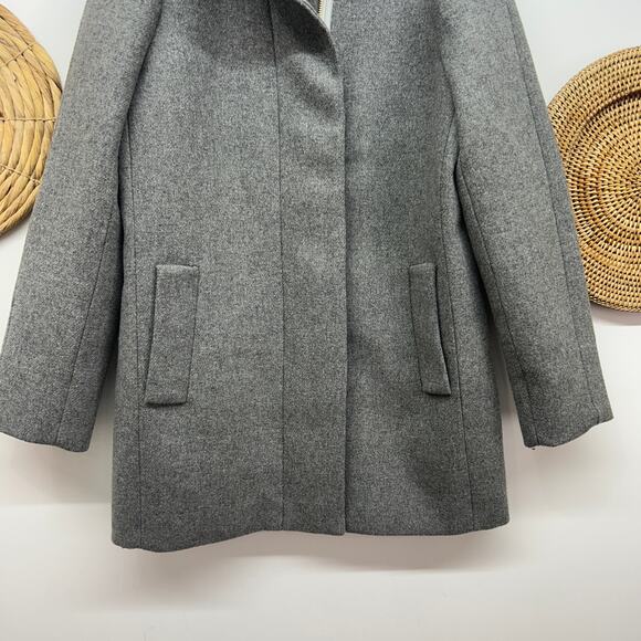 J. Crew Gray Wool Blend Zip Up Preppy Winter Coat 4 - Picture 5 of 7